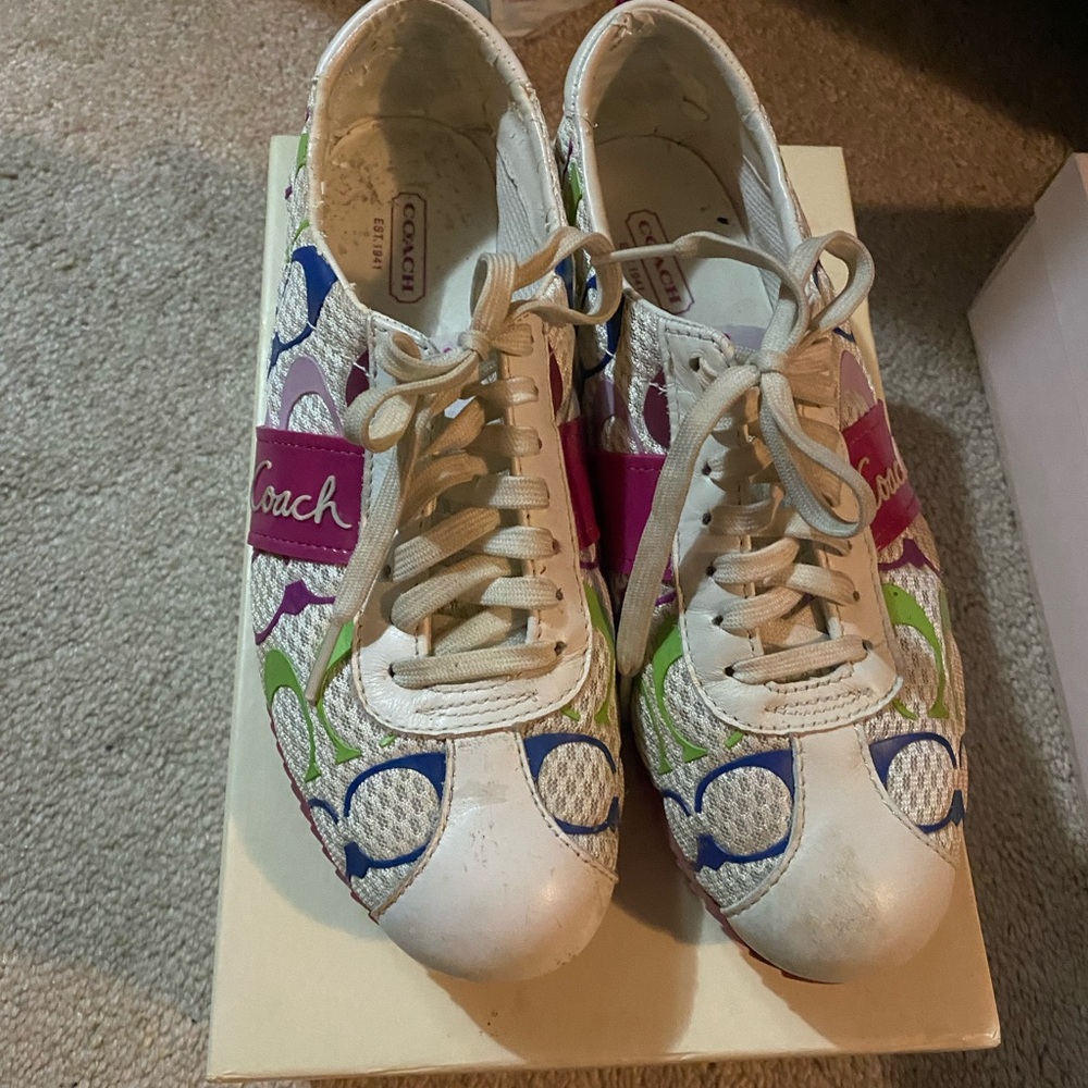 Size 7.5 multicolored coach sneakers